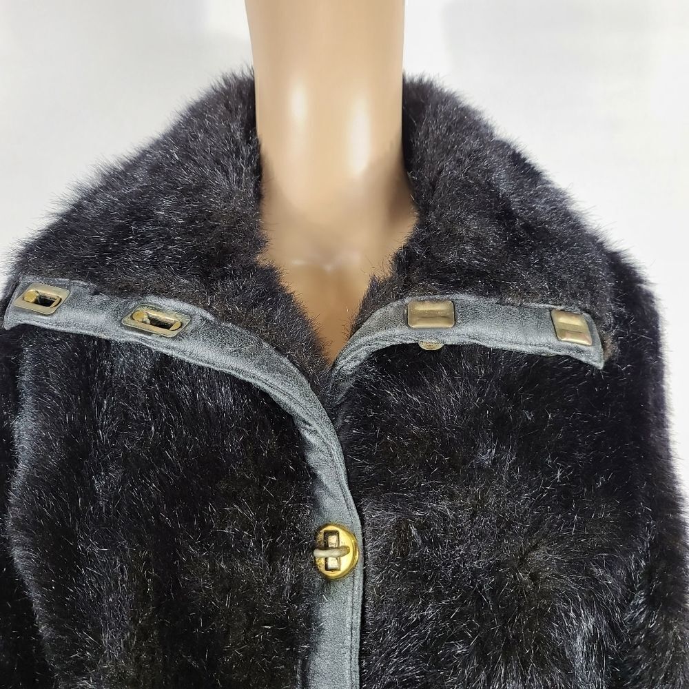 Raincheetahs Naman Vintage 60s Faux Fur Black Coat - Picture 7 of 14